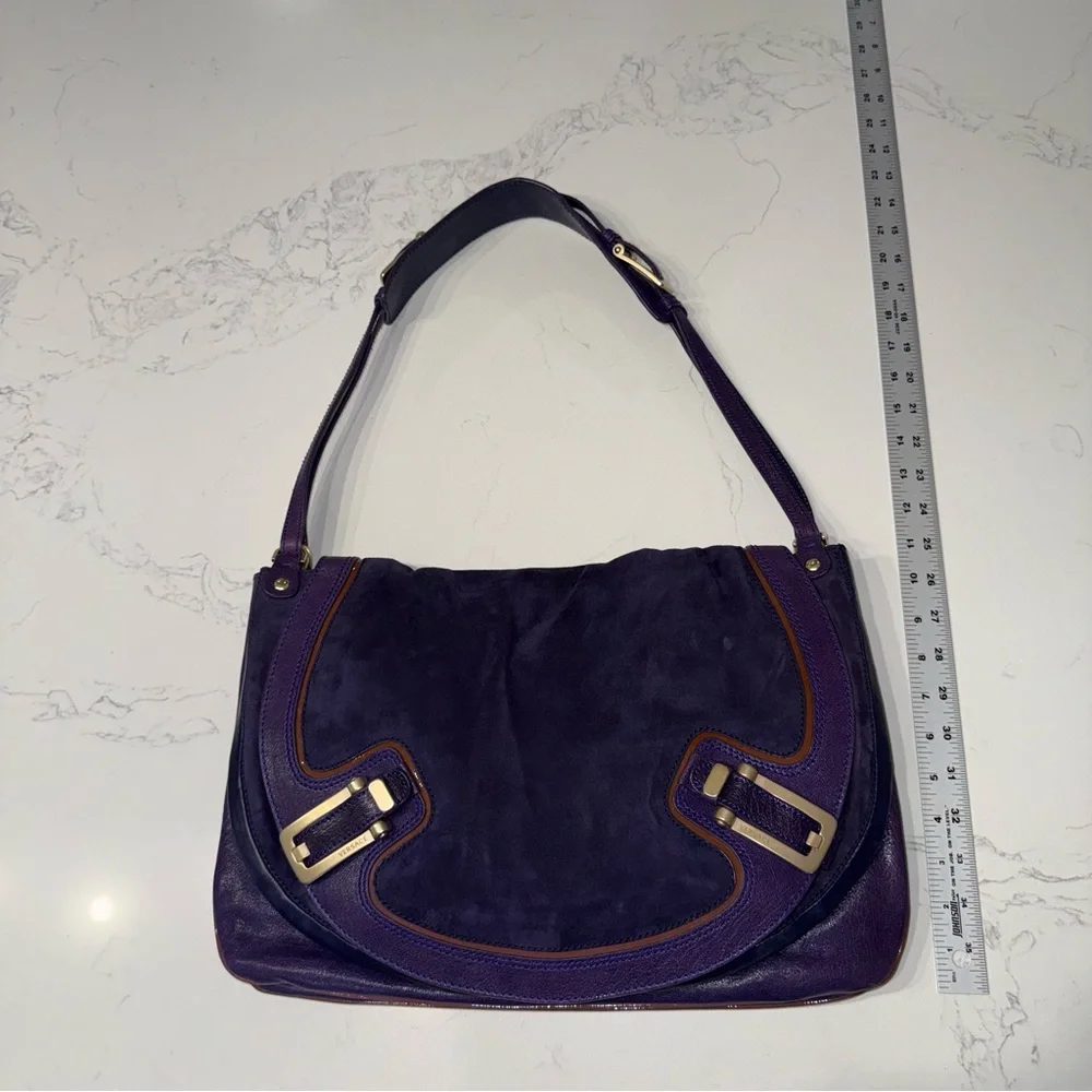 Vintage Versace Suede & Leather Shoulder Flap Messenger Bag - Picture 6 of 16